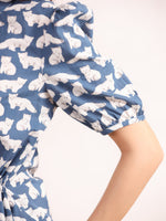 White & Blue Cats Shirt & Shorts Night Suit Set - SanskrutiHomes 