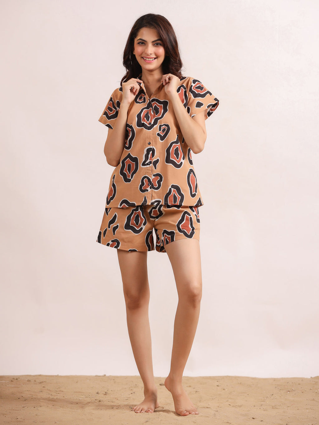 Women's Pure Cotton Leopard Print Night suits - SanskrutiHomes 