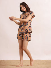 Women's Pure Cotton Leopard Print Night suits - SanskrutiHomes 
