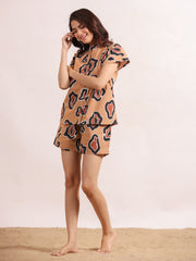 Women's Pure Cotton Leopard Print Night suits - SanskrutiHomes 