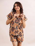 Women's Pure Cotton Leopard Print Night suits - SanskrutiHomes 