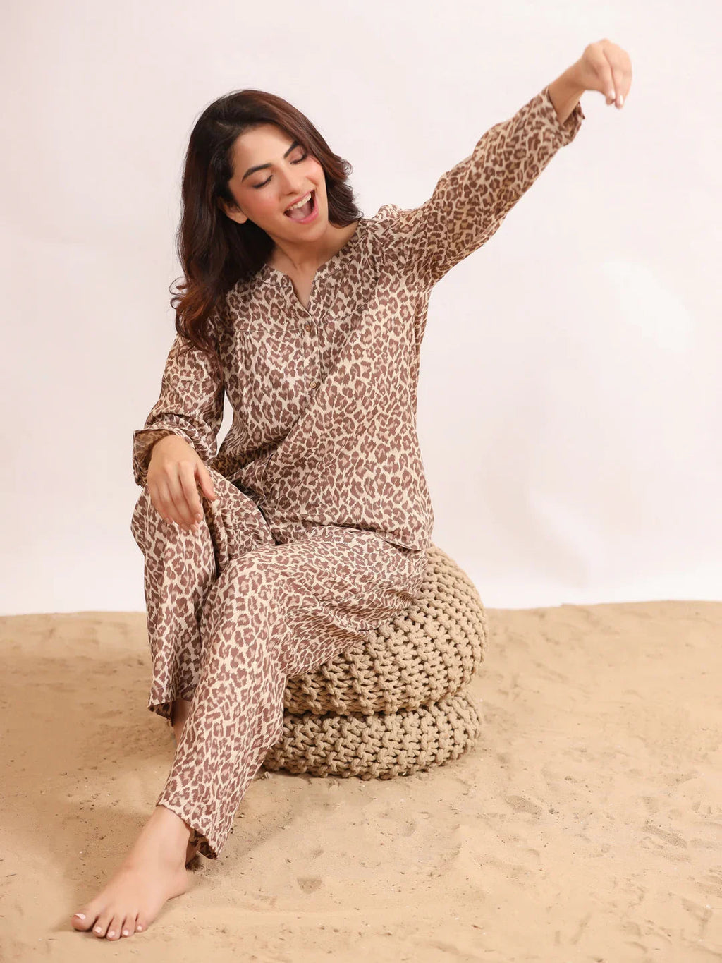 Panther print Viscose Night suits - SanskrutiHomes 
