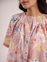 Women's Pure Cotton Pink Ethnic Motifs Print Night suits - SanskrutiHomes 