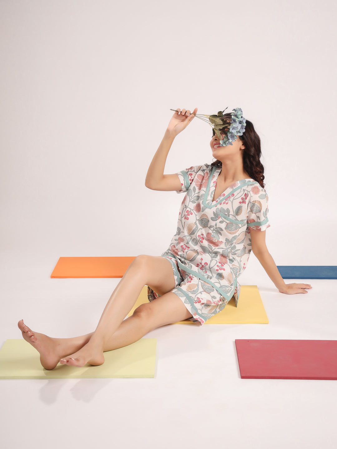 Women's Pure Cotton Floral Print Night suits - SanskrutiHomes 