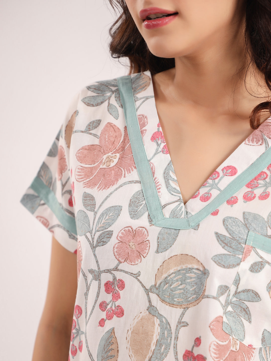 Women's Pure Cotton Floral Print Night suits - SanskrutiHomes 