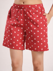 Berry Heart Cotton Valentine Night Suit 4 Pc Set