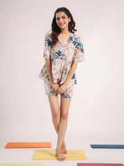 NUDE PEPLUM SHORT SET - SanskrutiHomes 