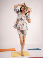 NUDE PEPLUM SHORT SET - SanskrutiHomes 
