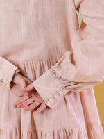 Pink Round Neck Solid Dress for Women - SanskrutiHomes 