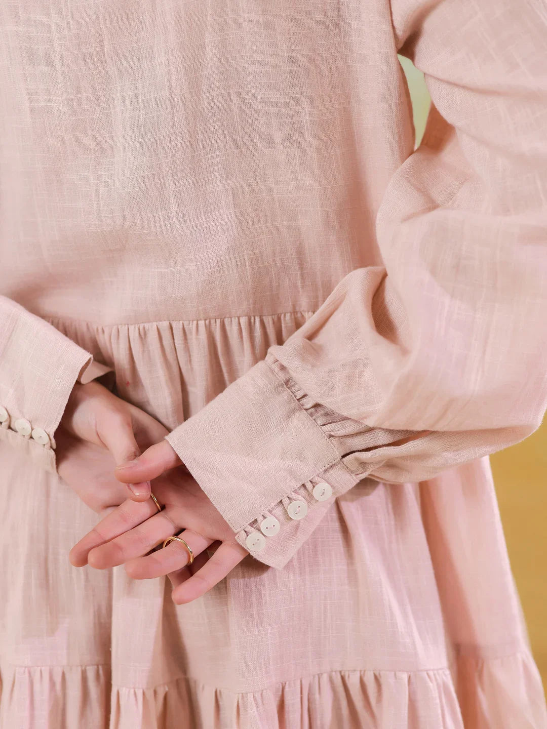 Pink Round Neck Solid Dress for Women - SanskrutiHomes 