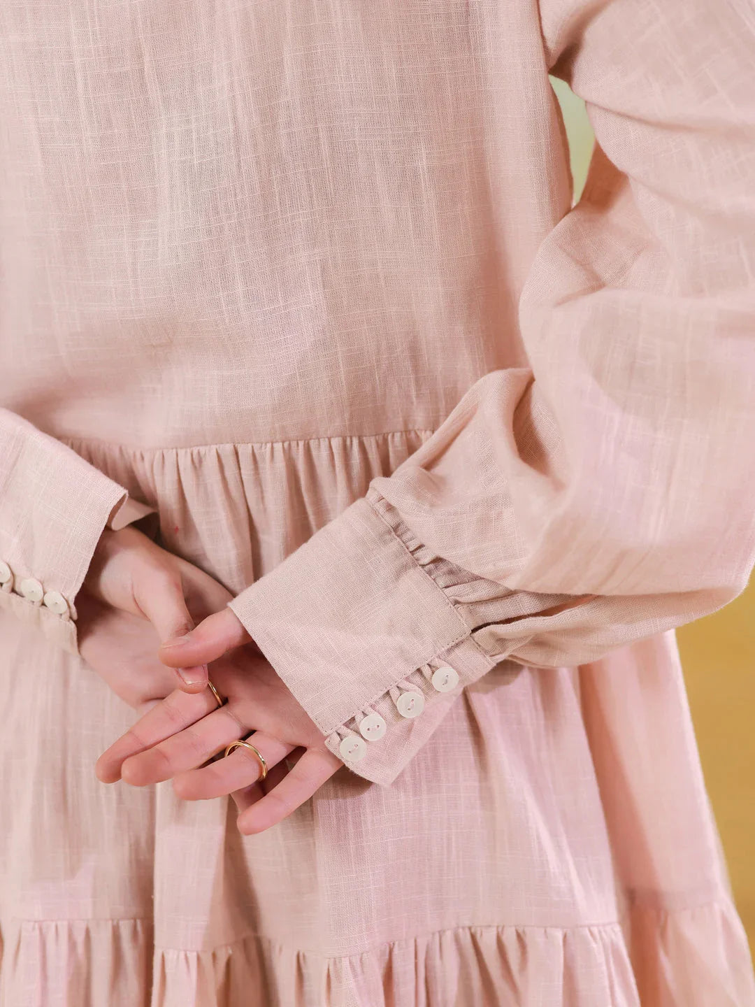 Pink Round Neck Solid Dress for Women - SanskrutiHomes 