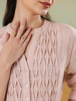 Pink Round Neck Solid Dress for Women - SanskrutiHomes 