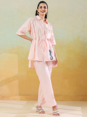 Peach Color Solid Co-ords Set for Women and Girls - SanskrutiHomes 