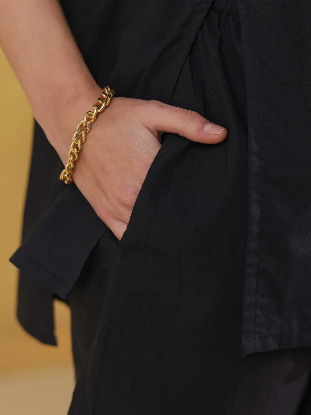 Black Shirt Collar Pure Cotton Co-ords Set for Women - SanskrutiHomes 