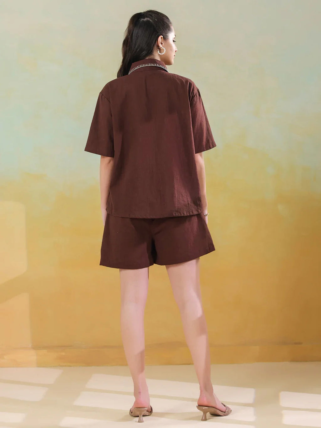 Brown Printed Cotton Co-ords Set for Women - SanskrutiHomes 