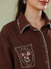 Brown Printed Cotton Co-ords Set for Women - SanskrutiHomes 