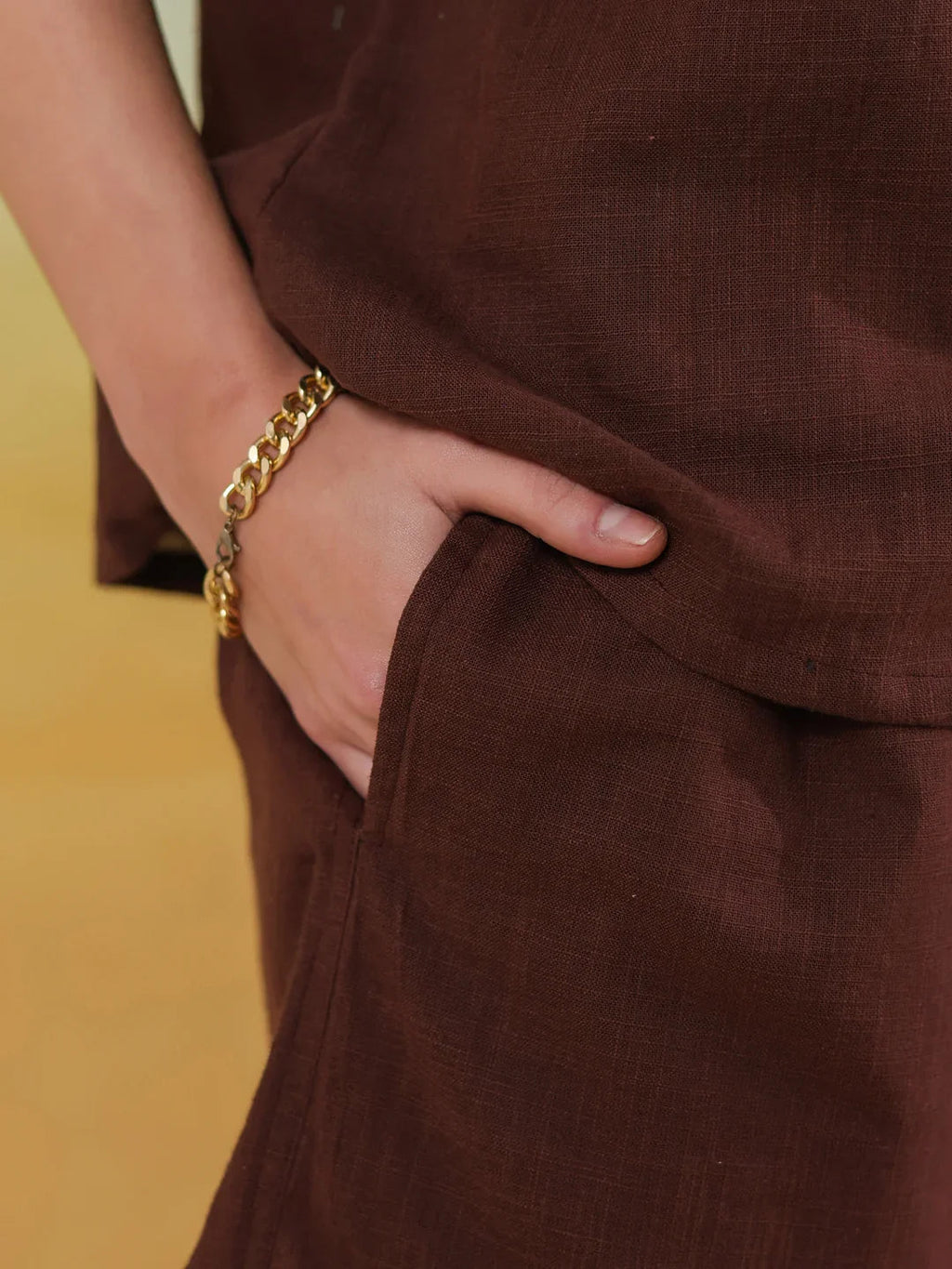 Brown V-Neck Pure Cotton Top Printed Co-ords Set for Women - SanskrutiHomes 