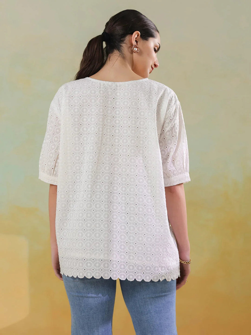 White Color Solid Top for Women - SanskrutiHomes 