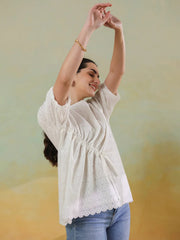 White Color Solid Top for Women - SanskrutiHomes 