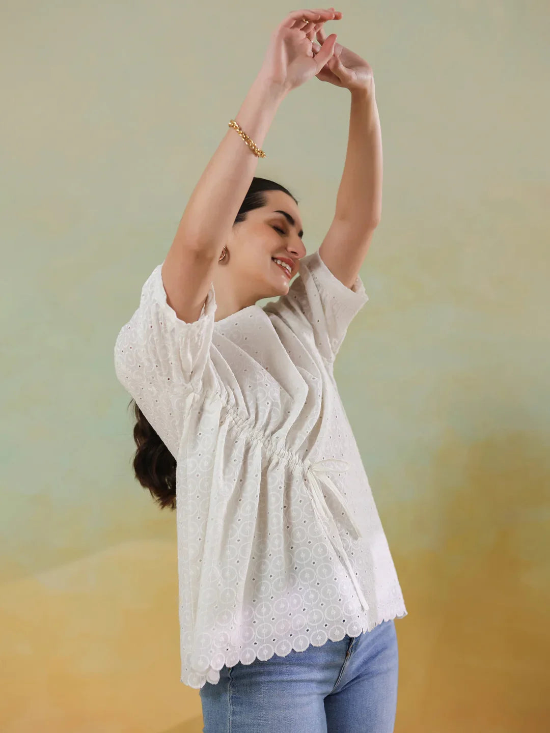 White Color Solid Top for Women - SanskrutiHomes 