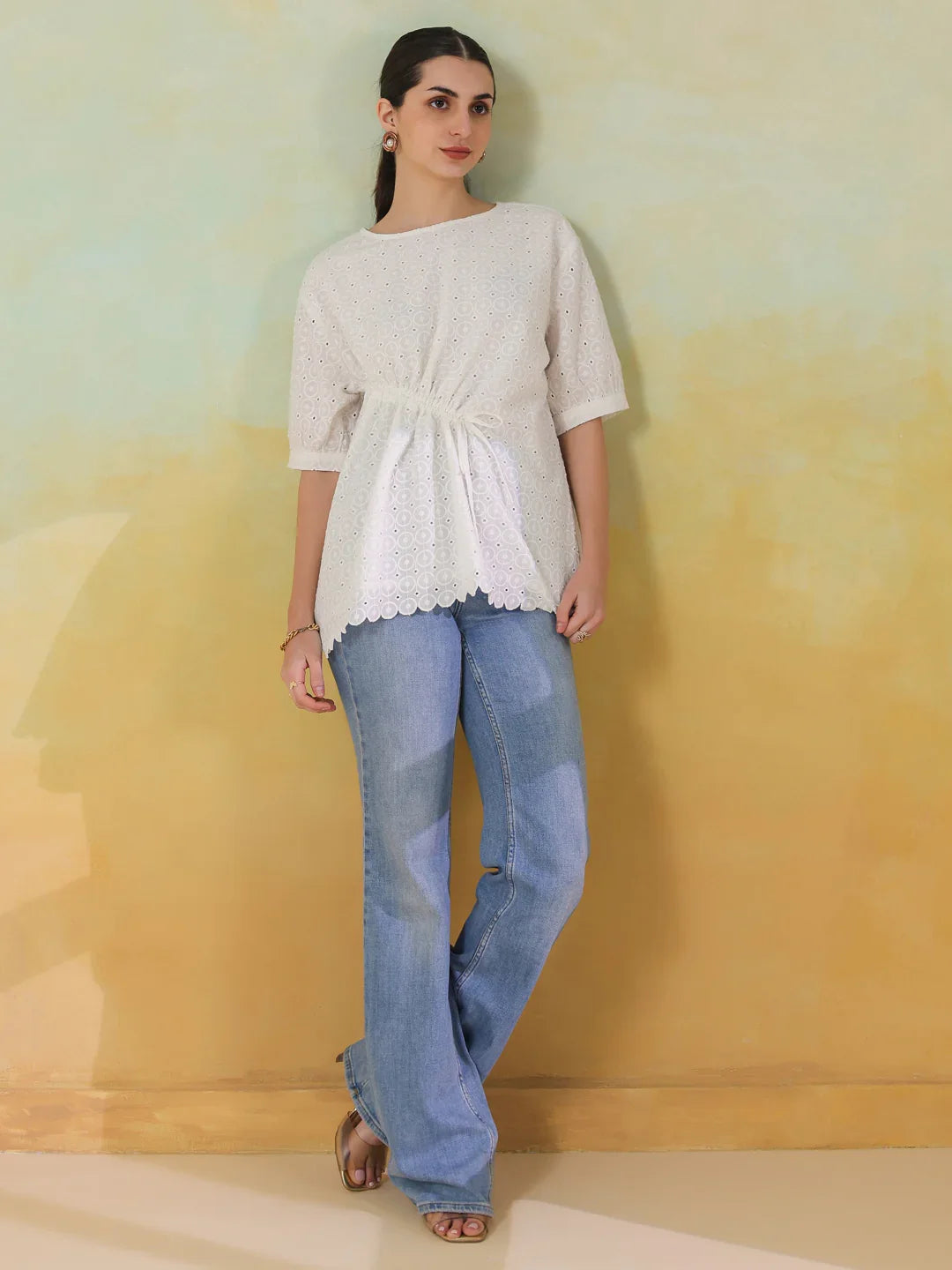 White Color Solid Top for Women - SanskrutiHomes 