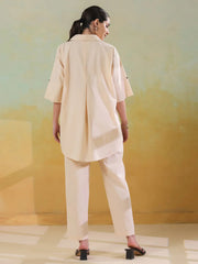 Cream Color Embroidered Co-ords Set for Women - SanskrutiHomes 