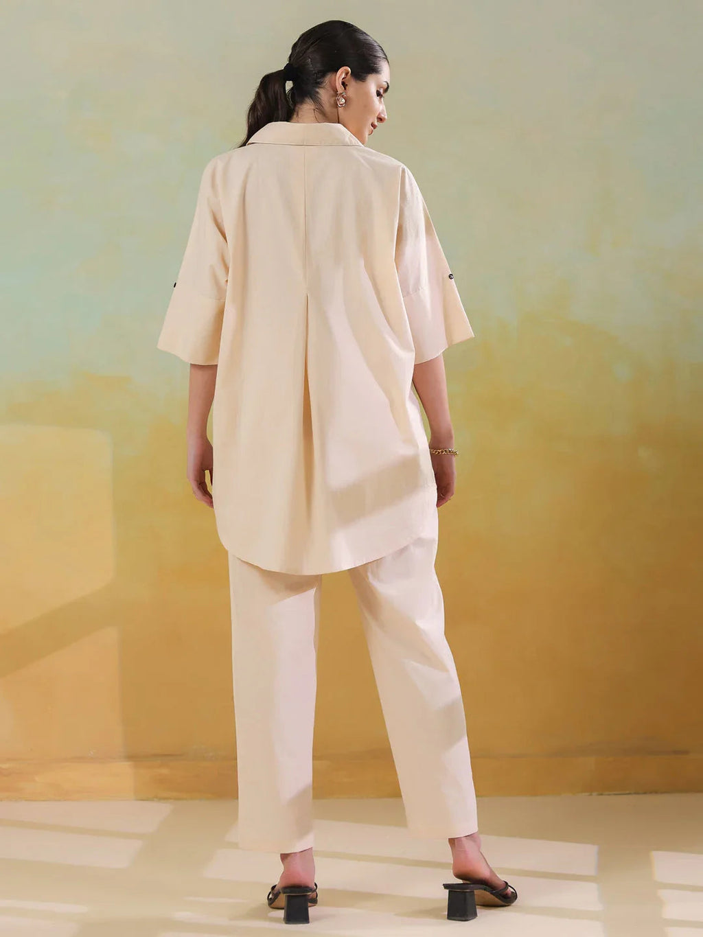 Cream Color Embroidered Co-ords Set for Women - SanskrutiHomes 