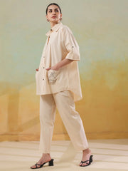 Cream Color Embroidered Co-ords Set for Women - SanskrutiHomes 