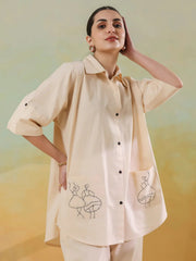 Cream Color Embroidered Co-ords Set for Women - SanskrutiHomes 