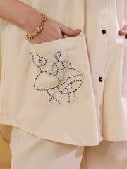 Cream Color Embroidered Co-ords Set for Women - SanskrutiHomes 