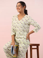 Panda Animal Print Cotton Night Suit
