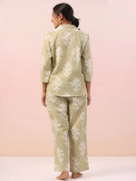 Floral Printed Collar Neck Night Suit - SanskrutiHomes 