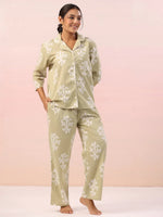 Floral Printed Collar Neck Night Suit - SanskrutiHomes 
