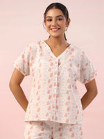 Pink Animal Print Cotton Night Suit - SanskrutiHomes 