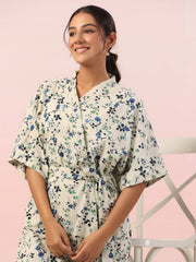 Floral Printed V-Neck Night Dress