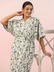 Floral Printed V-Neck Night Dress