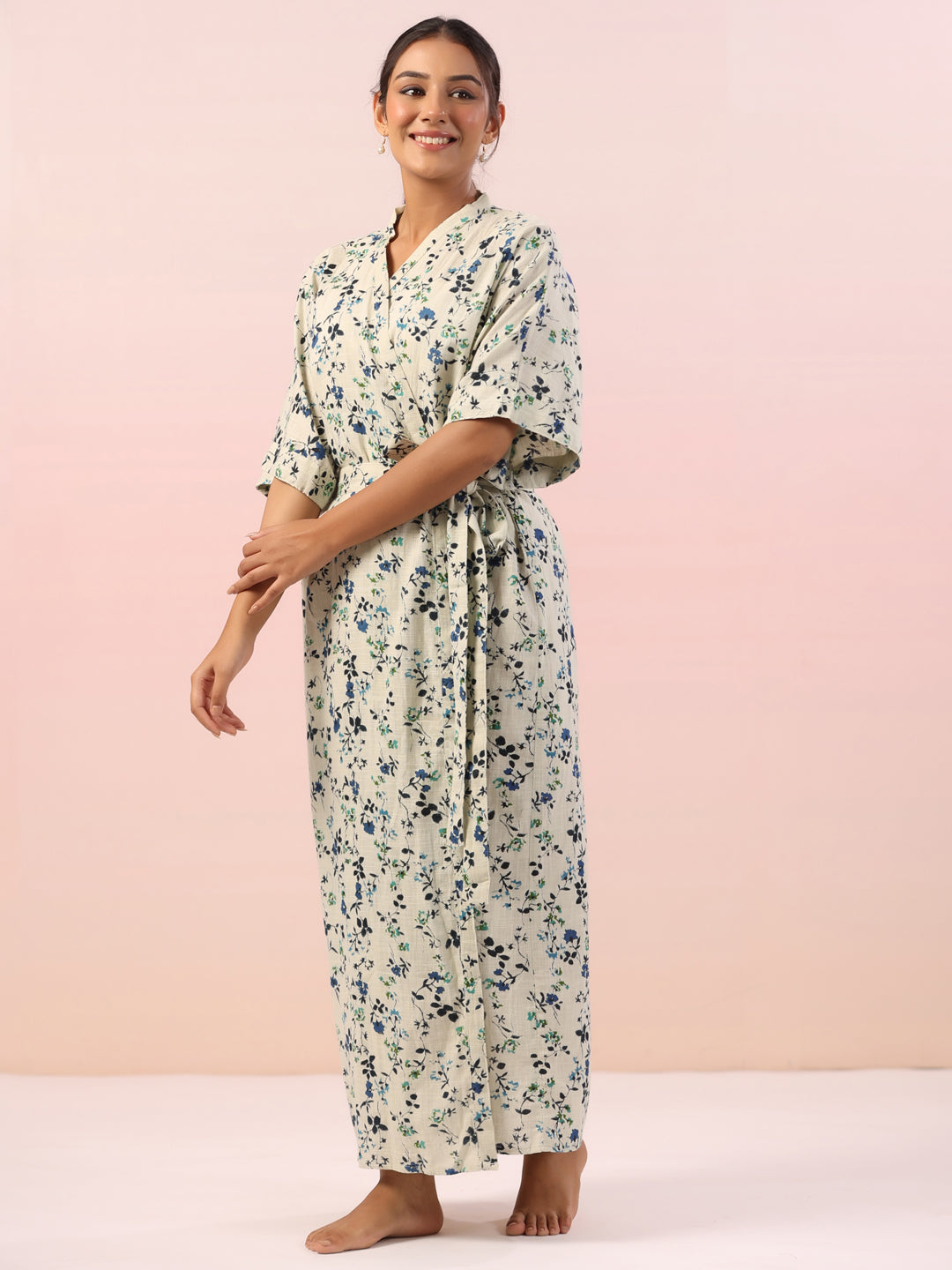 Floral Printed V-Neck Night Dress