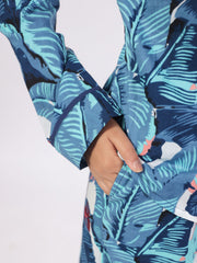 Blue Flower Printed Night Suit Set For Women
