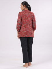 Cotton Floral Printed Night Suit With Pant