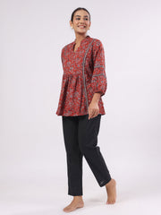 Cotton Floral Printed Night Suit With Pant