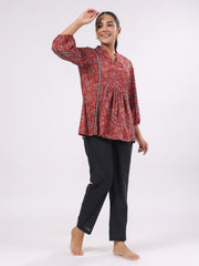 Cotton Floral Printed Night Suit With Pant