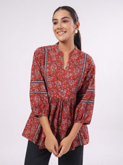 Cotton Floral Printed Night Suit With Pant