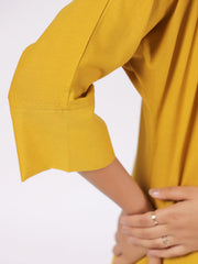 Women's Pure Cotton Mustard Solid Print Night Suits