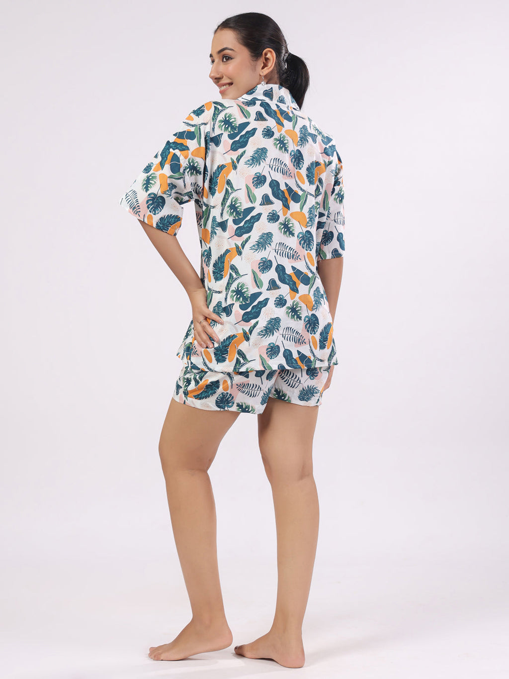 Women Floral Printed Cotton Night Suit