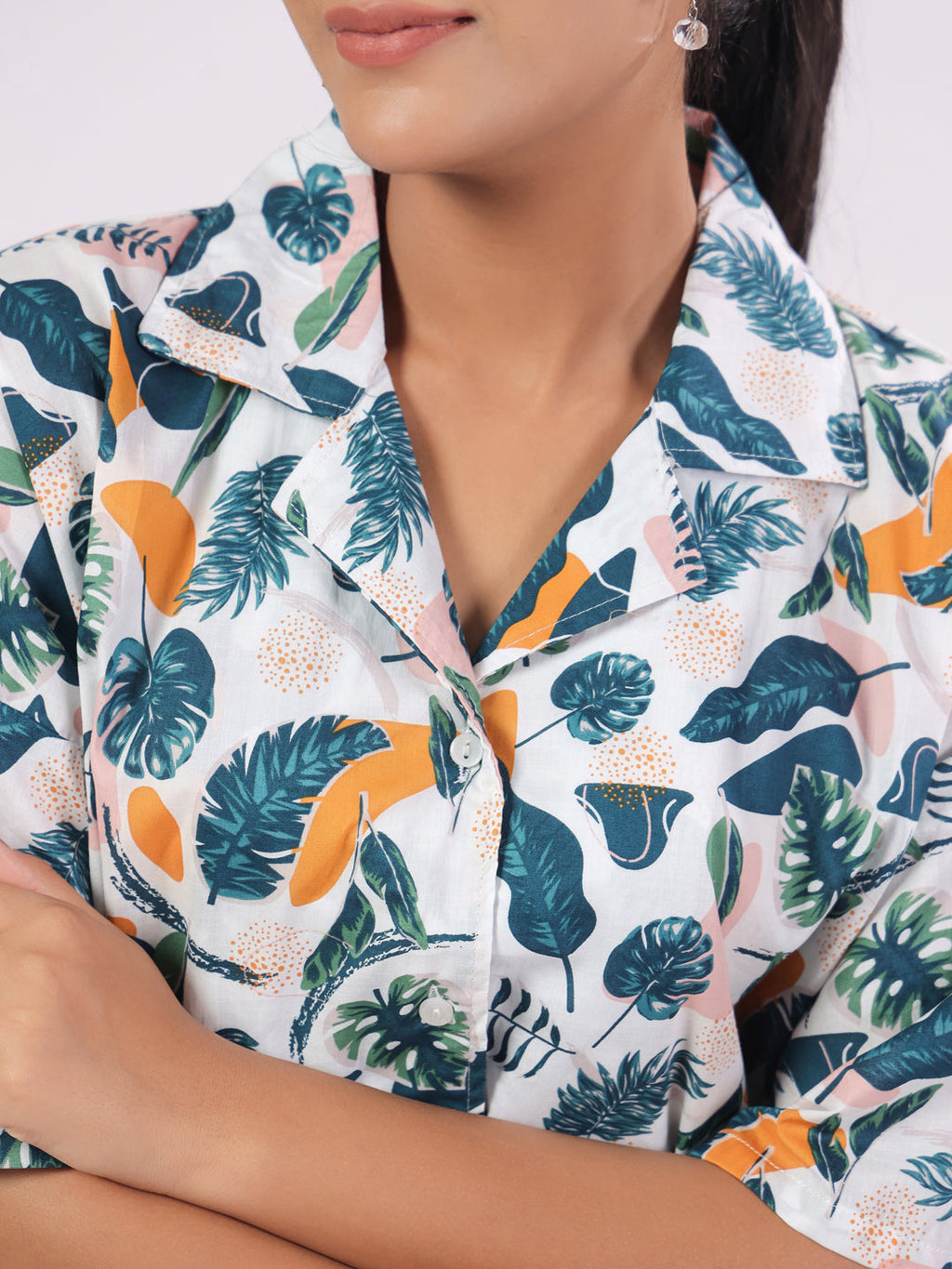 Women Floral Printed Cotton Night Suit