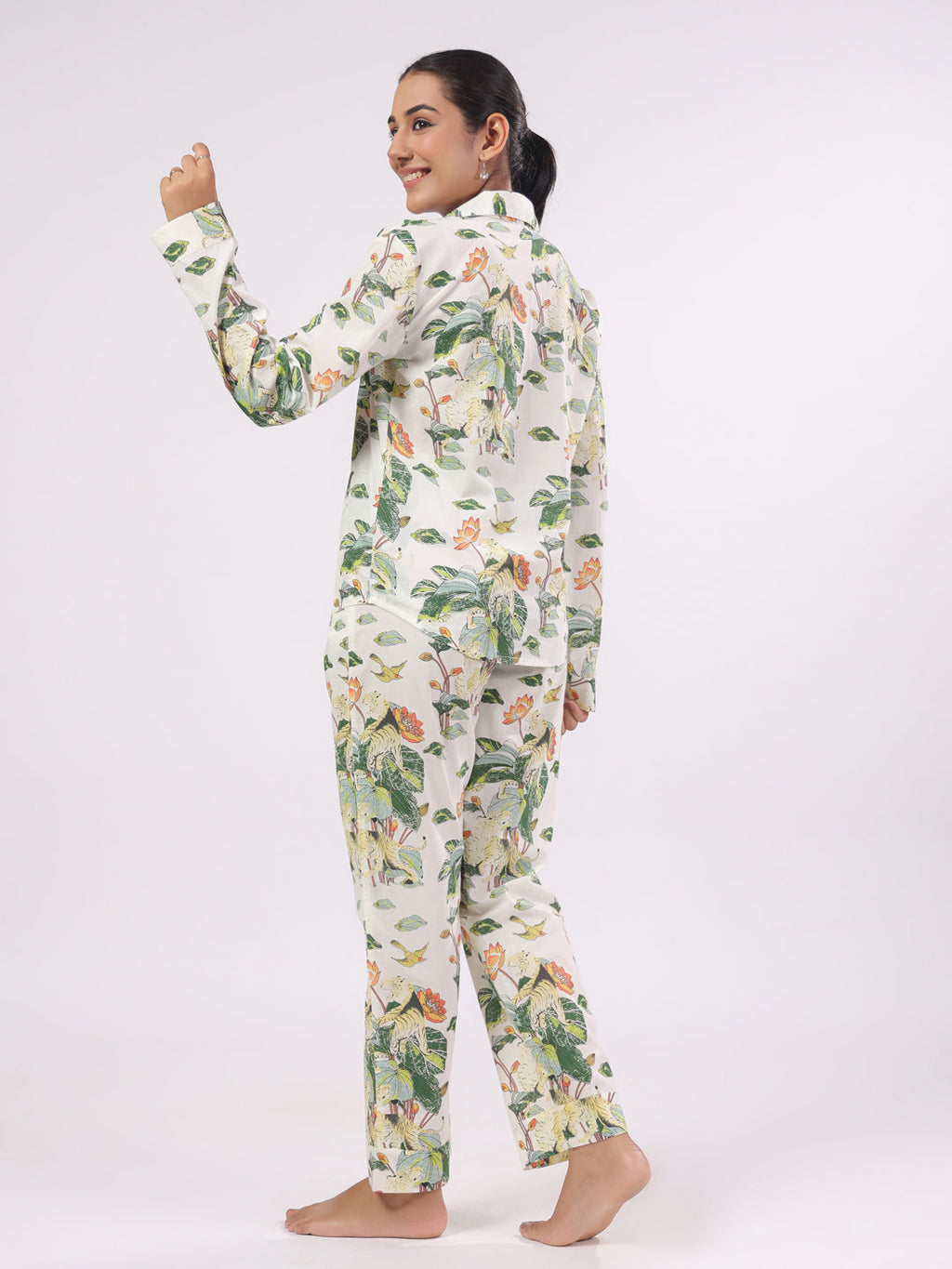 Cotton Flower Printed Night Suit Set For Women