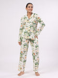 Cotton Flower Printed Night Suit Set For Women
