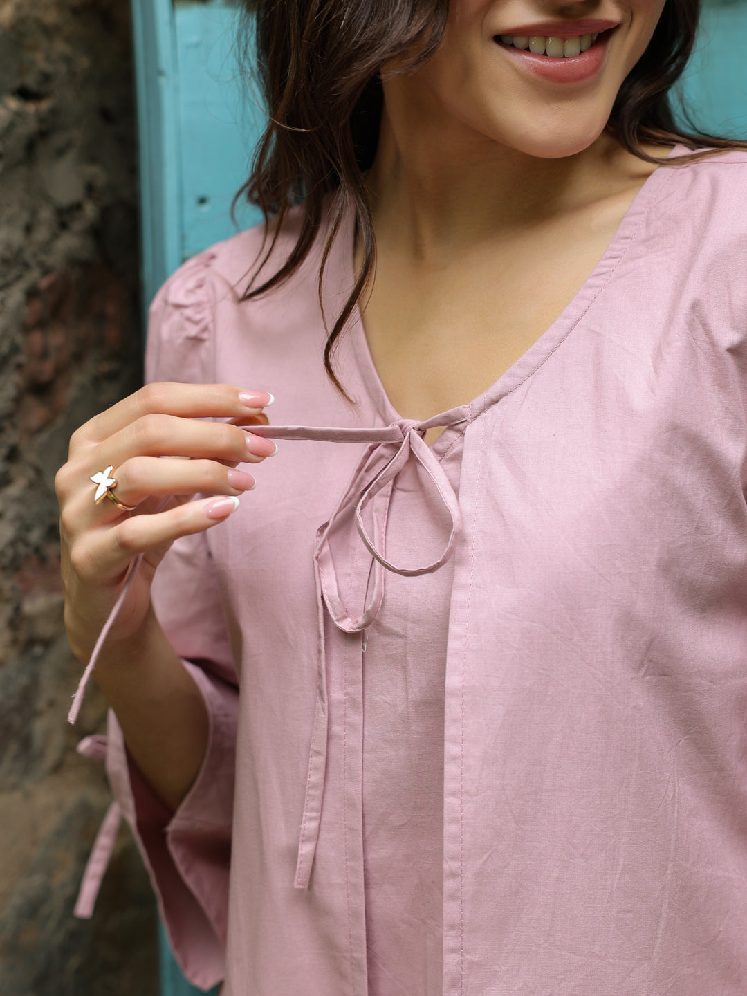 Pink Solid Print Co-Ords For Women