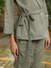 Grey Solid Printed Co-Ords Set