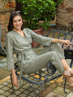 Grey Solid Printed Co-ords Set - SanskrutiHomes 